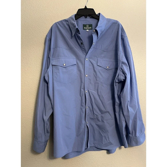 SCHNEE'S Men's Long Sleeve Blue Button up Shirt  SIZE XXL - Picture 1 of 7
